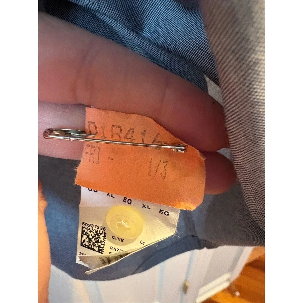 Hugo BOSS Orange Shirt Men's XL‎ Blue Solid Long Sleeve Button-Up Collared Logo